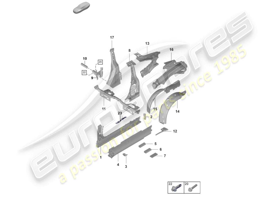 a part diagram from the porsche 992 parts catalogue