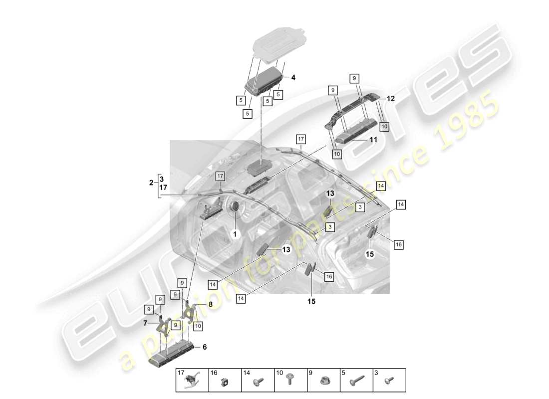a part diagram from the porsche 2022 (cayenne e3 9ya/9yb) parts catalogue