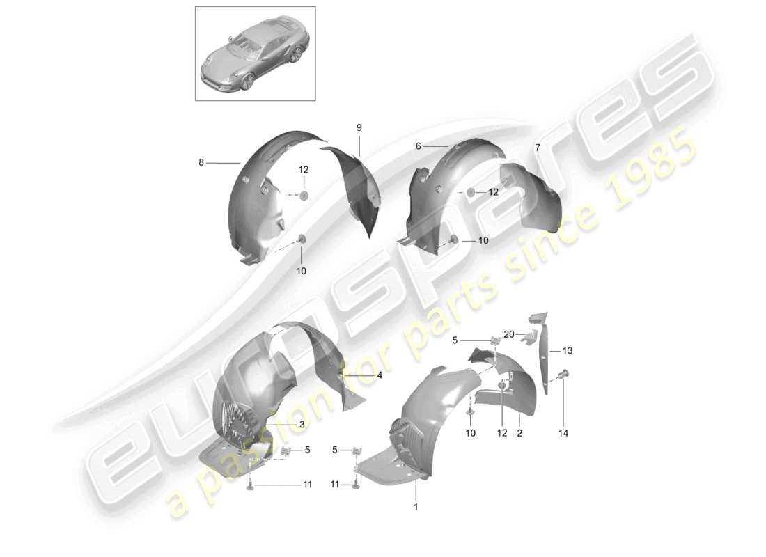 a part diagram from the porsche 991 parts catalogue