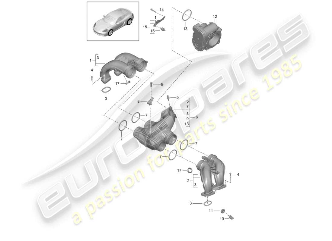 a part diagram from the porsche cayman parts catalogue