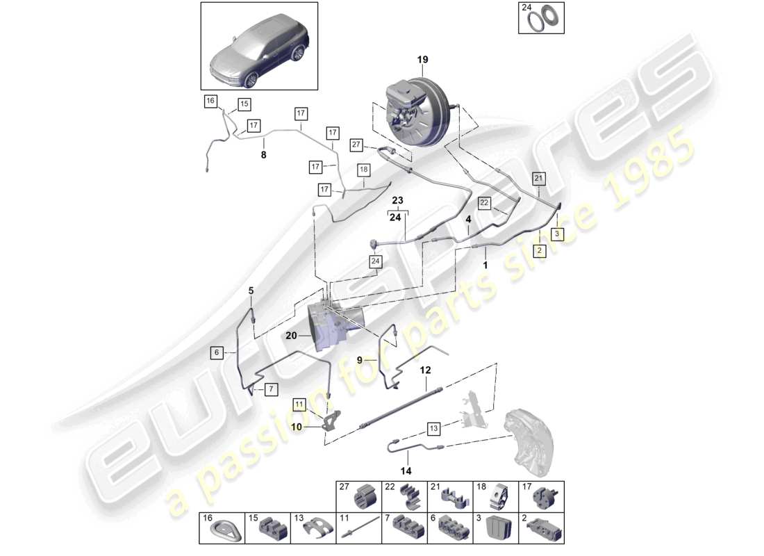 a part diagram from the porsche 2023 (cayenne e3 9ya/9yb) parts catalogue
