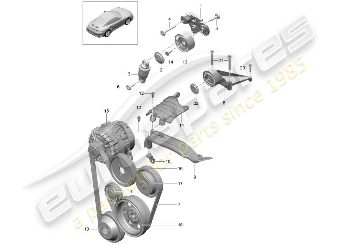a part diagram from the porsche 2018 (991-2 turbo) parts catalogue