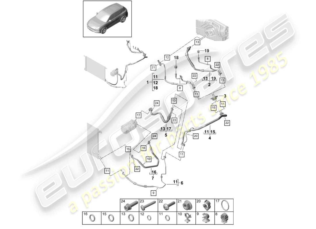 a part diagram from the porsche 2024 (cayenne e3 9ya/9yb) parts catalogue