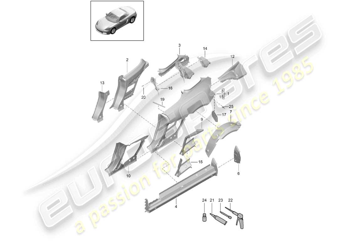 a part diagram from the porsche 2021 (718 boxster) parts catalogue