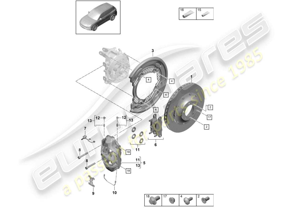 a part diagram from the porsche 2021 (cayenne e3 9ya/9yb) parts catalogue