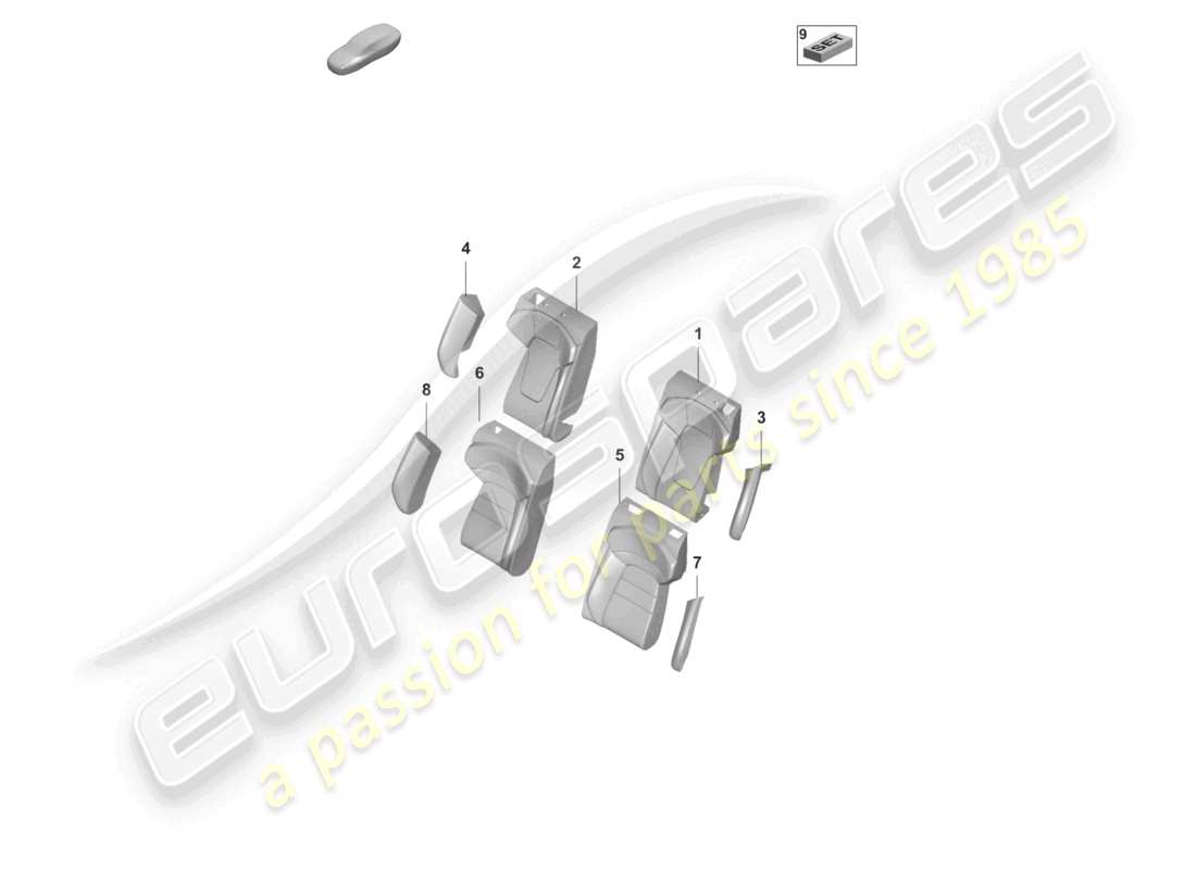 a part diagram from the porsche 2021 (taycan 9j1-1) parts catalogue