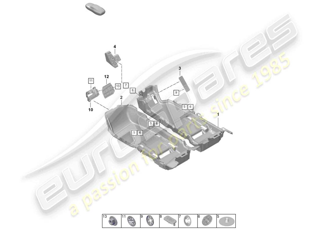 VIEW PARTS DIAGRAMS FROM THE PORSCHE TAYCAN PARTS CATALOGUE a part diagram from the porsche taycan parts catalogue