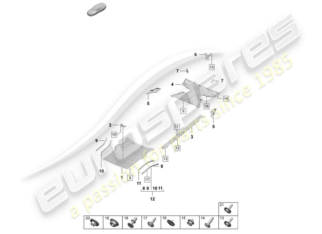a part diagram from the porsche taycan parts catalogue