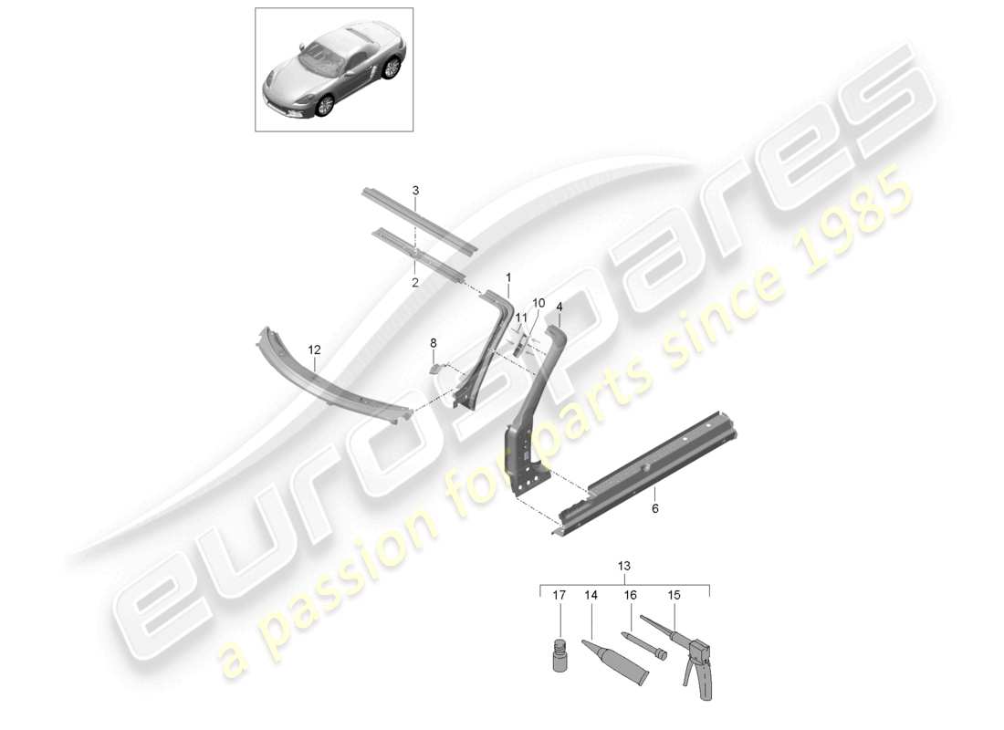 a part diagram from the porsche 2022 (718 boxster) parts catalogue