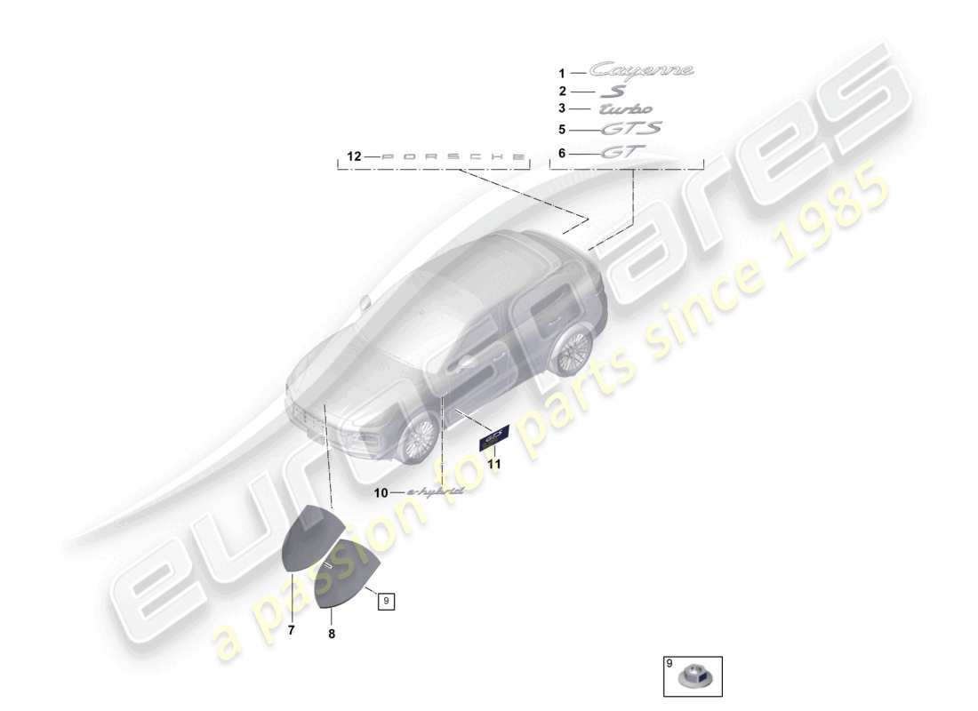 a part diagram from the porsche 2021 (cayenne e3 9ya/9yb) parts catalogue