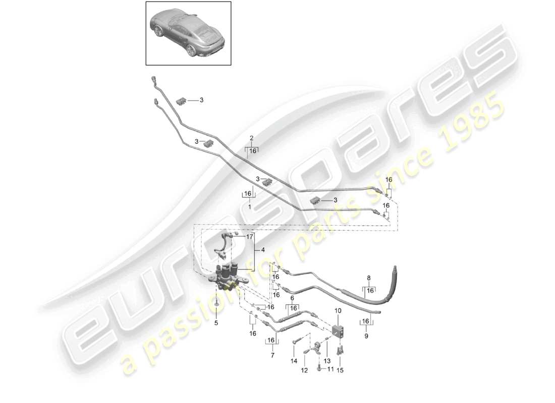 a part diagram from the porsche 2018 (991-2 turbo) parts catalogue