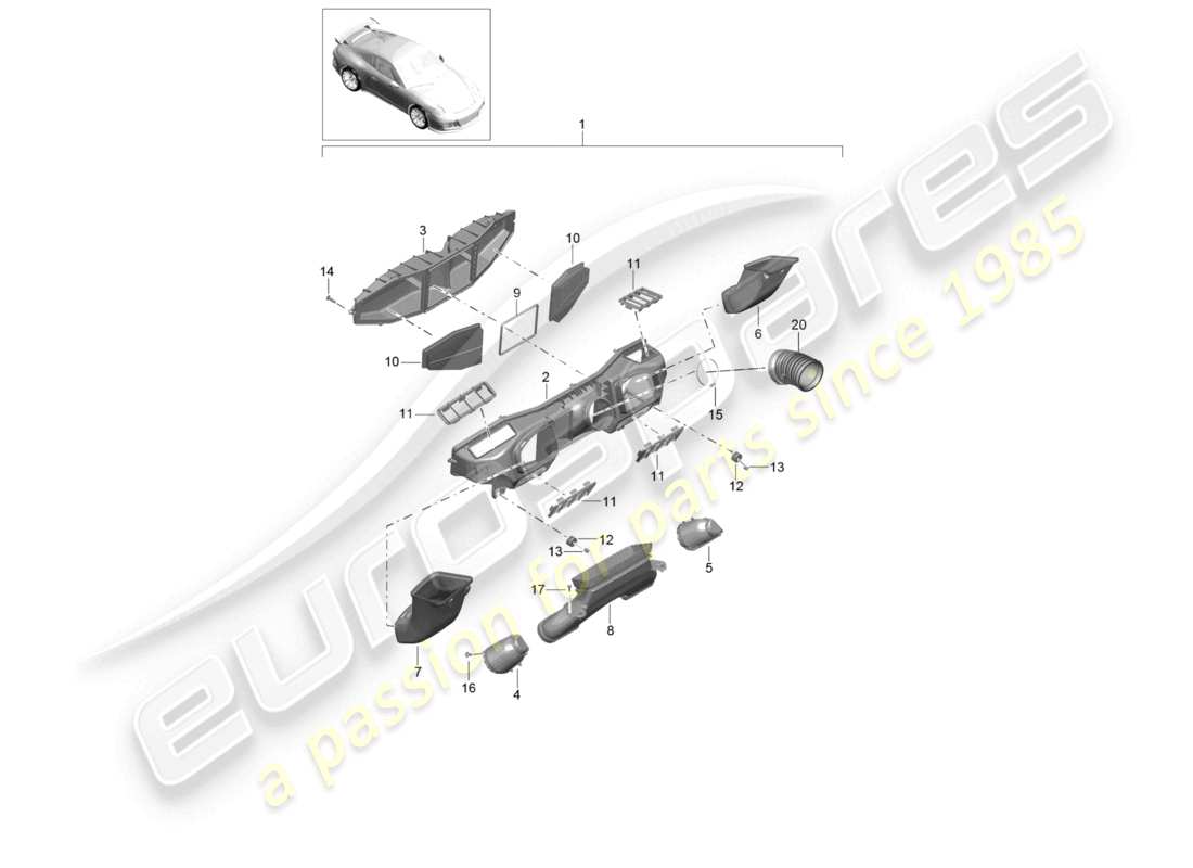 a part diagram from the porsche 2021 (991-2 r/gt3/rs) parts catalogue
