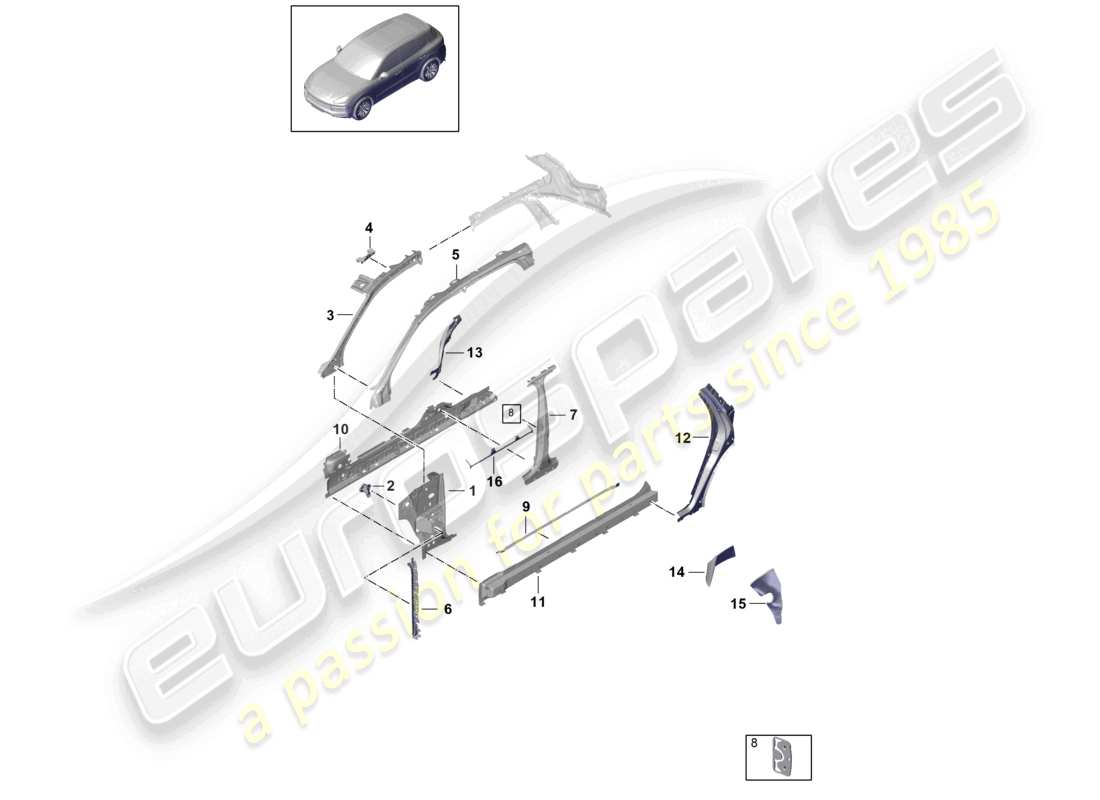 VIEW PARTS DIAGRAMS FROM THE PORSCHE CAYENNE PARTS CATALOGUE a part diagram from the porsche cayenne parts catalogue