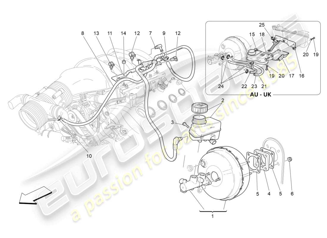 a part diagram from the maserati grancabrio parts catalogue