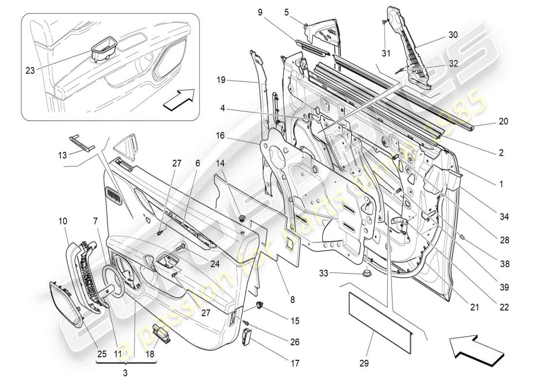 a part diagram from the maserati ghibli (2017 onwards) parts catalogue