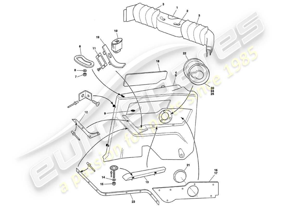 VIEW PARTS DIAGRAMS FROM THE ASTON MARTIN V8 VOLANTE PARTS CATALOGUE a part diagram from the aston martin v8 volante parts catalogue
