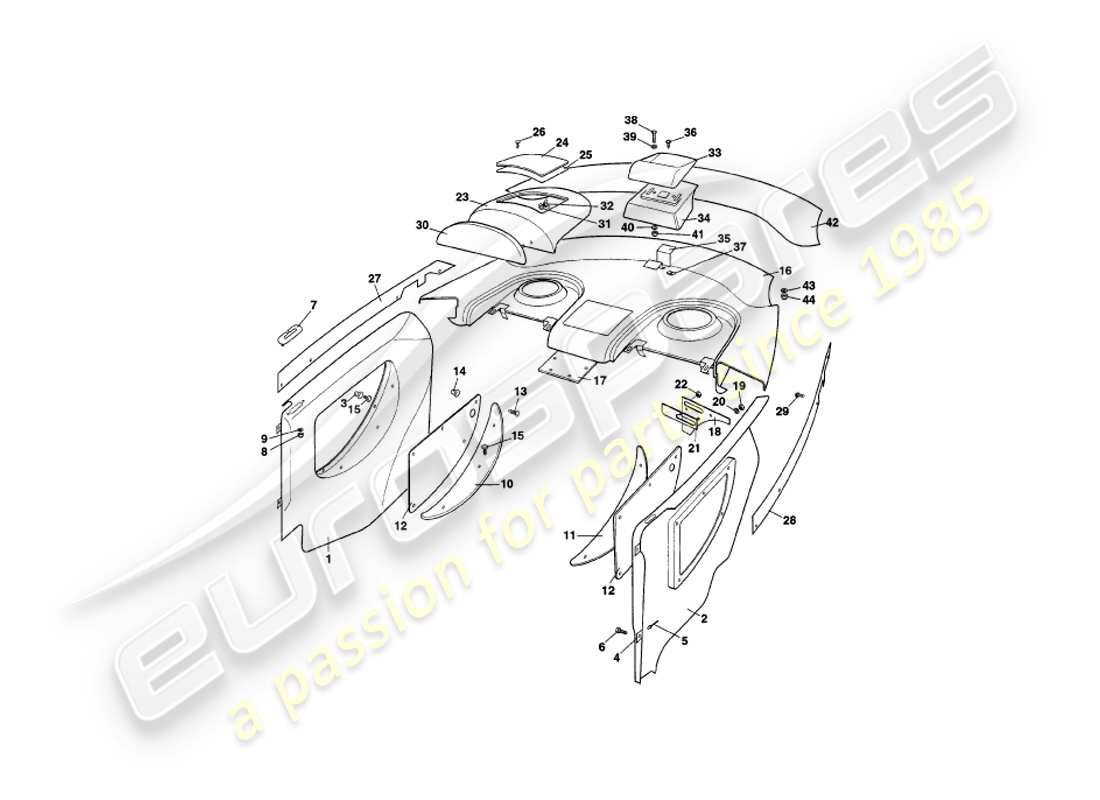 a part diagram from the aston martin v8 coupe parts catalogue