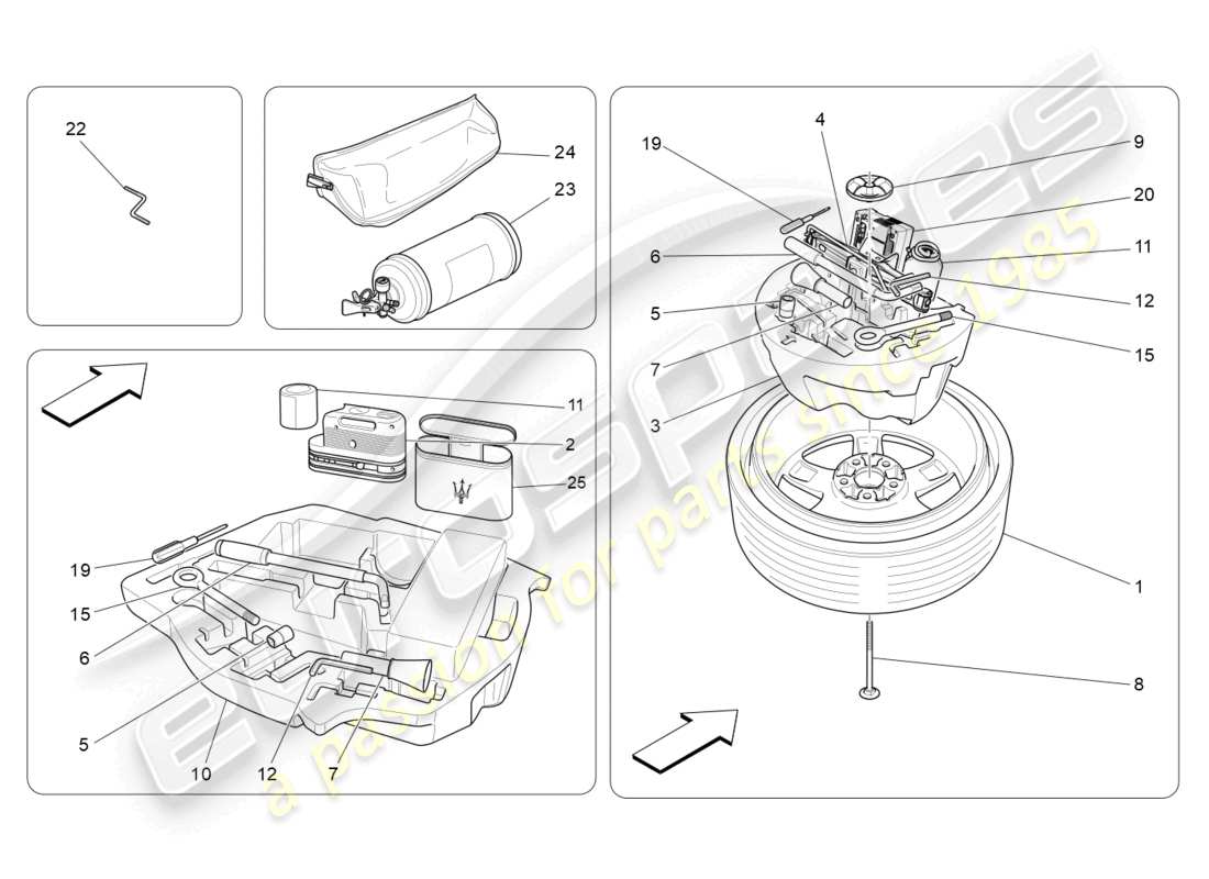 a part diagram from the maserati ghibli (2017 onwards) parts catalogue