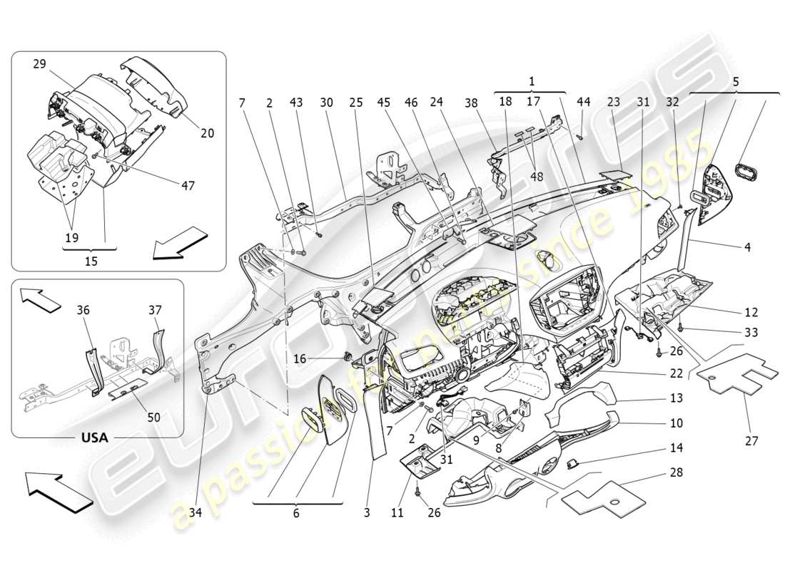 a part diagram from the maserati ghibli (2014-2016) parts catalogue