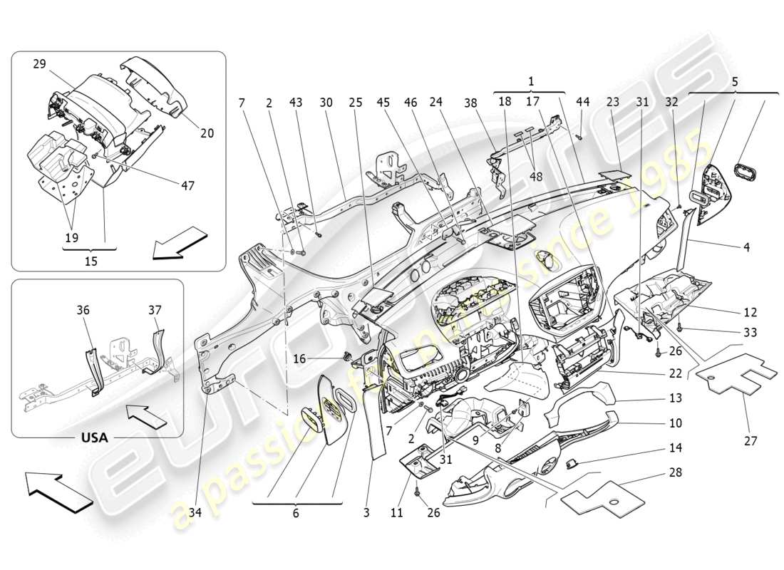 a part diagram from the maserati ghibli (2014-2016) parts catalogue