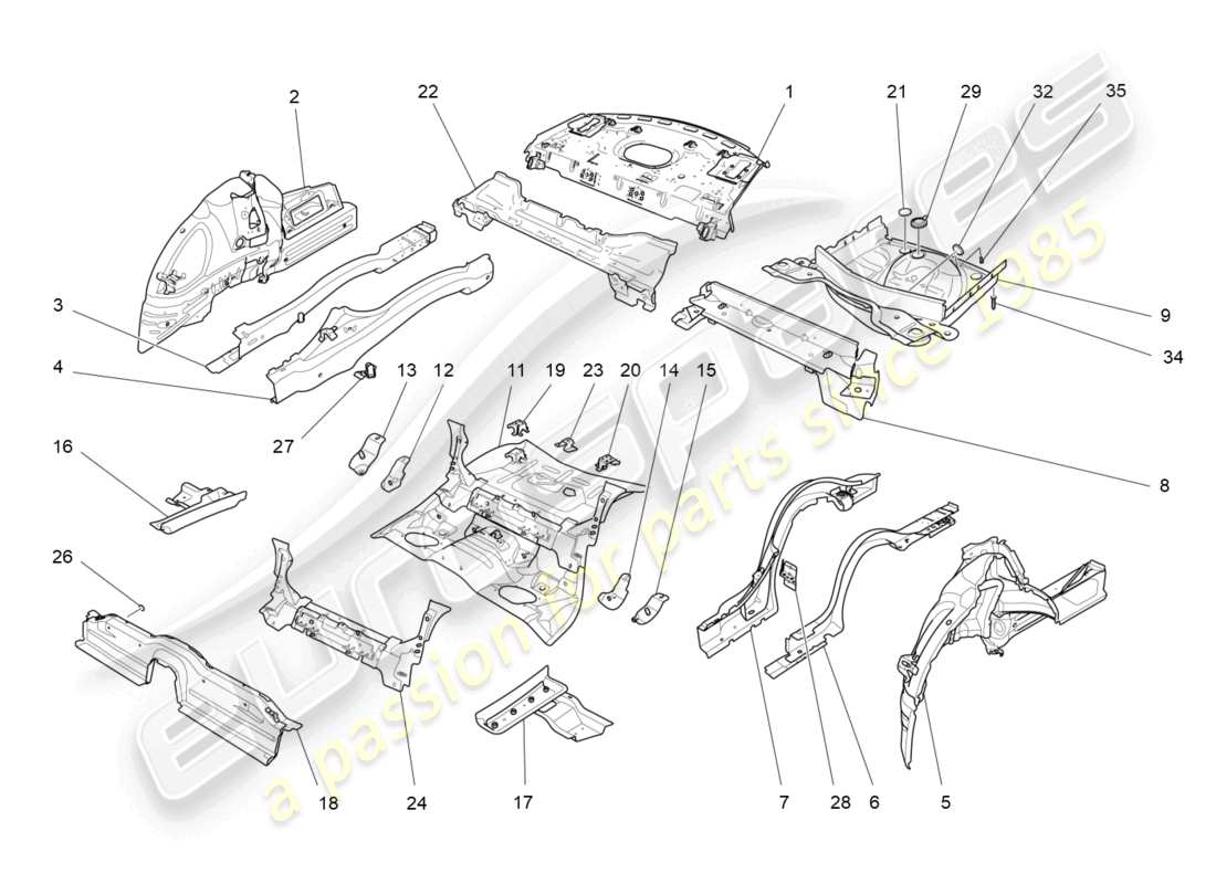 a part diagram from the maserati ghibli (2017 onwards) parts catalogue
