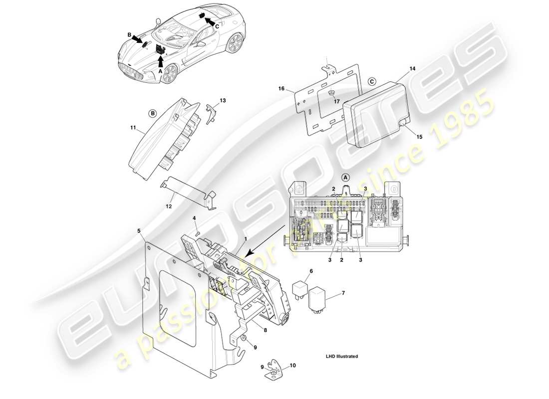 a part diagram from the aston martin one-77 parts catalogue