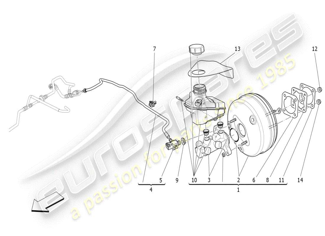 a part diagram from the maserati ghibli (2017 onwards) parts catalogue
