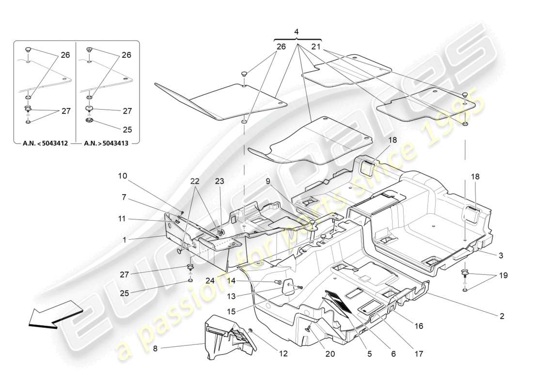 a part diagram from the maserati ghibli (2017) parts catalogue