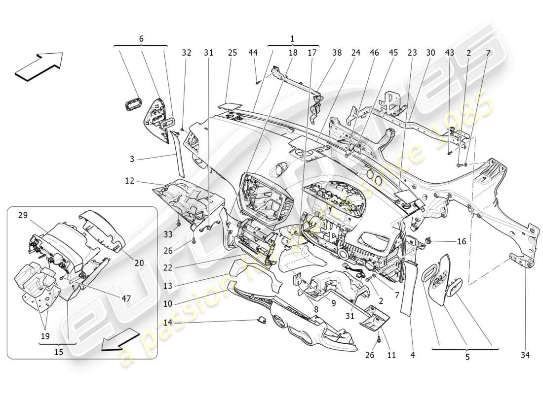 a part diagram from the maserati ghibli (2014-2016) parts catalogue