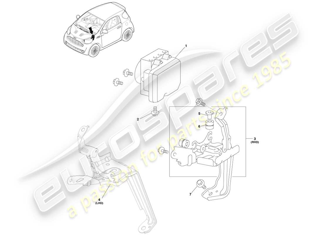 a part diagram from the aston martin cygnet parts catalogue