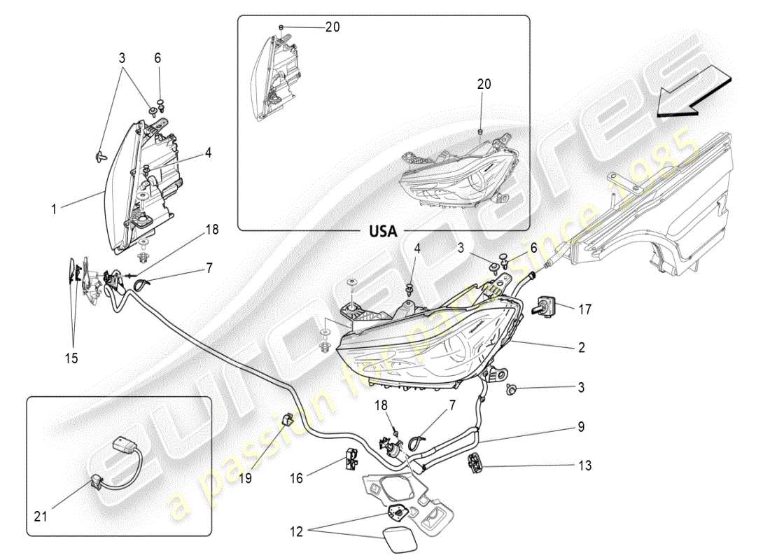 a part diagram from the maserati ghibli (2017 onwards) parts catalogue
