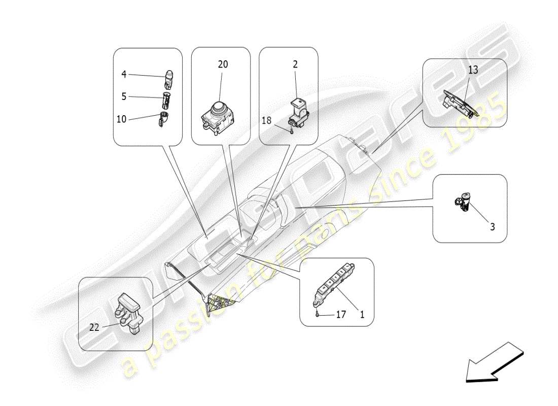 a part diagram from the maserati ghibli (2020) parts catalogue