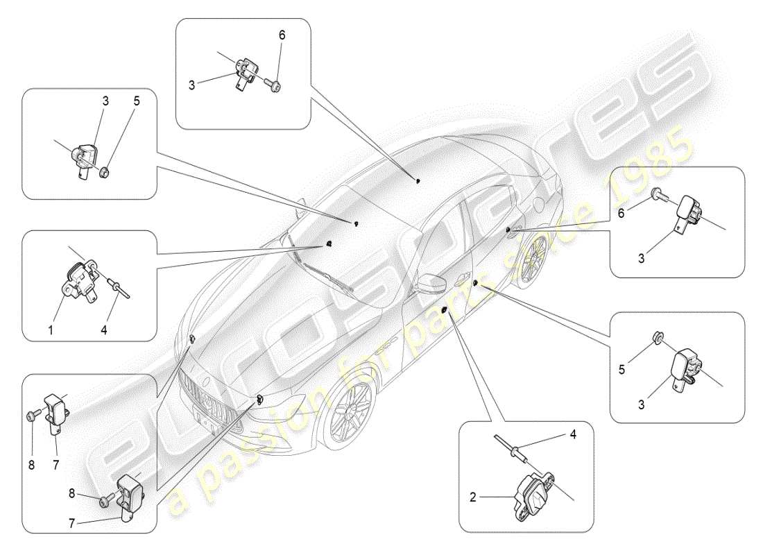 a part diagram from the maserati ghibli (2017 onwards) parts catalogue