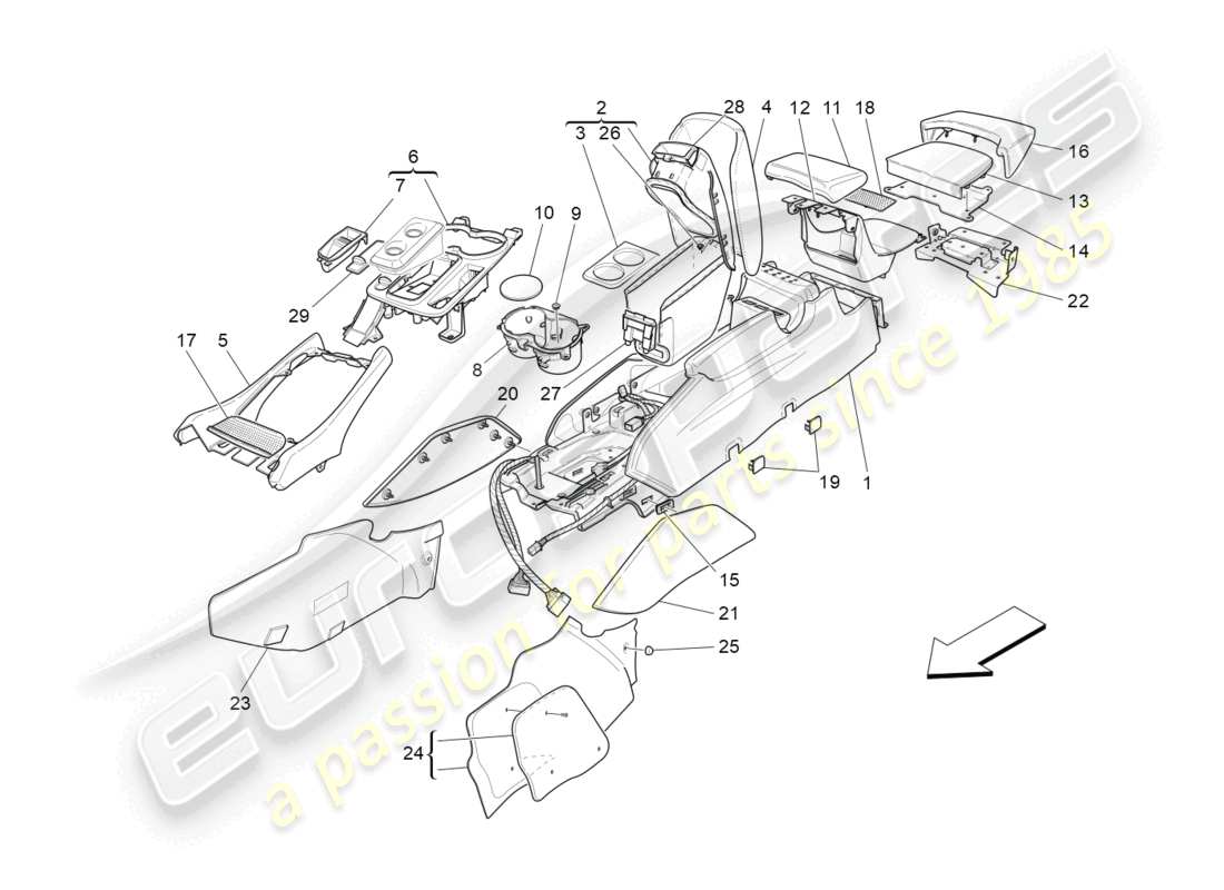 a part diagram from the maserati granturismo mc stradale (2011) parts catalogue
