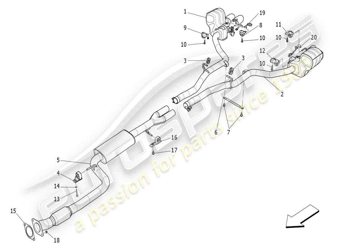 a part diagram from the maserati ghibli (2017 onwards) parts catalogue