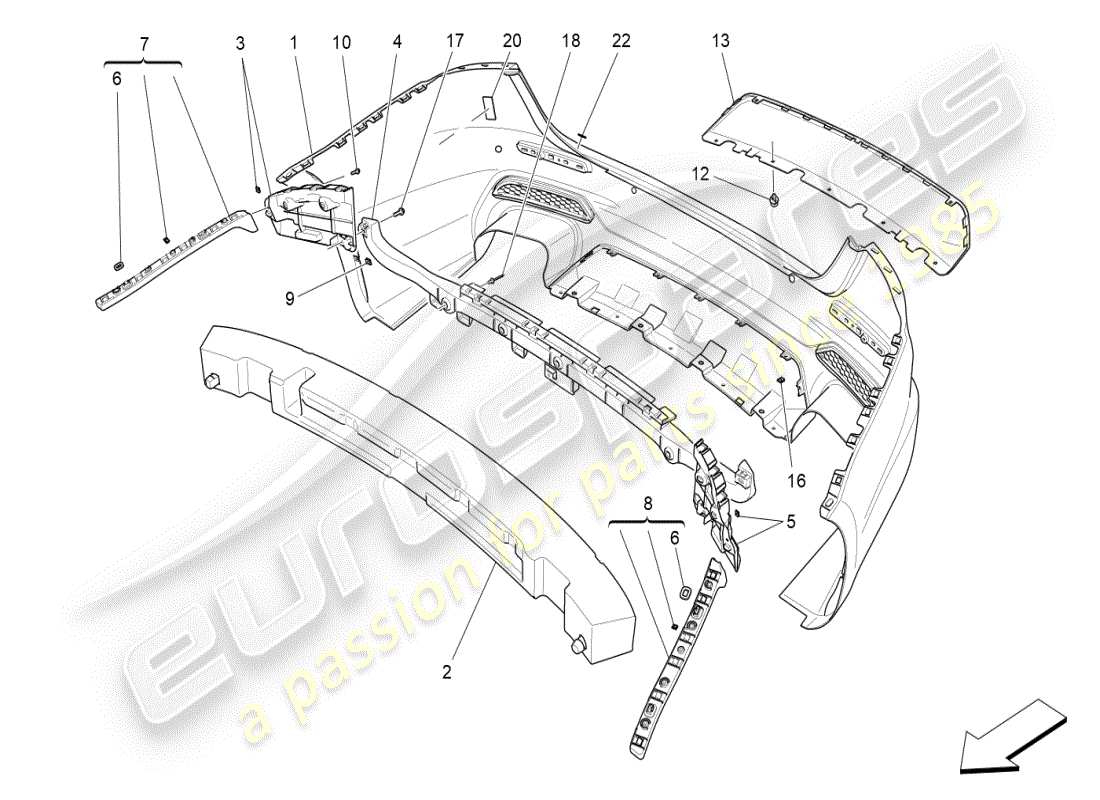a part diagram from the maserati ghibli (2017 onwards) parts catalogue