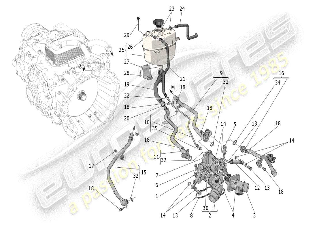 a part diagram from the maserati mc20 parts catalogue