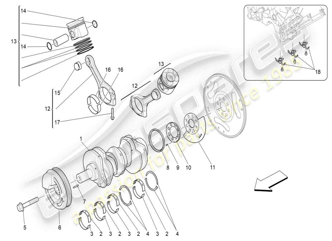 a part diagram from the maserati ghibli (2017 onwards) parts catalogue