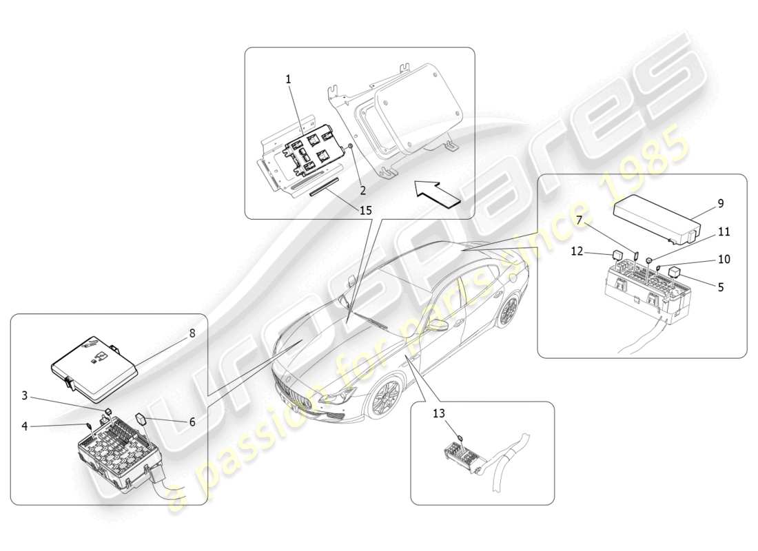 a part diagram from the maserati quattroporte m156 (2017 onwards) parts catalogue