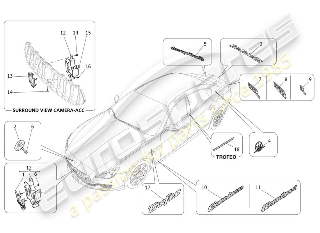 a part diagram from the maserati quattroporte m156 (2017 onwards) parts catalogue