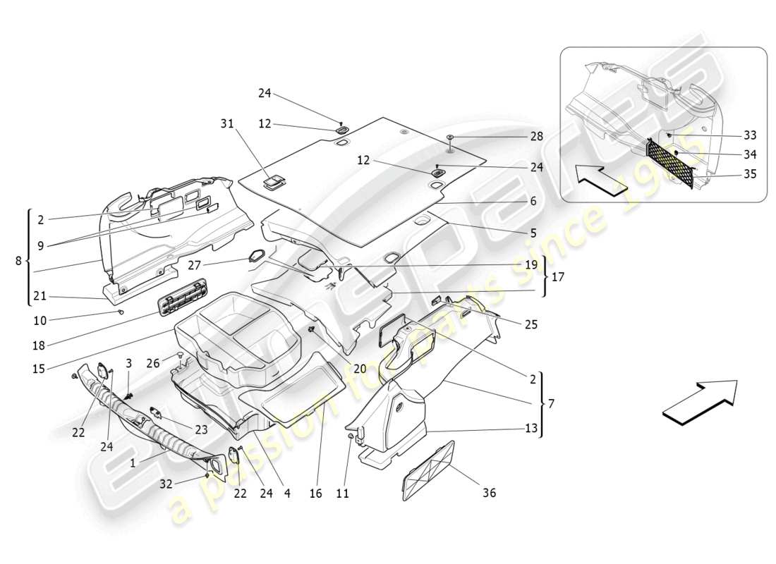 a part diagram from the maserati ghibli (2017) parts catalogue