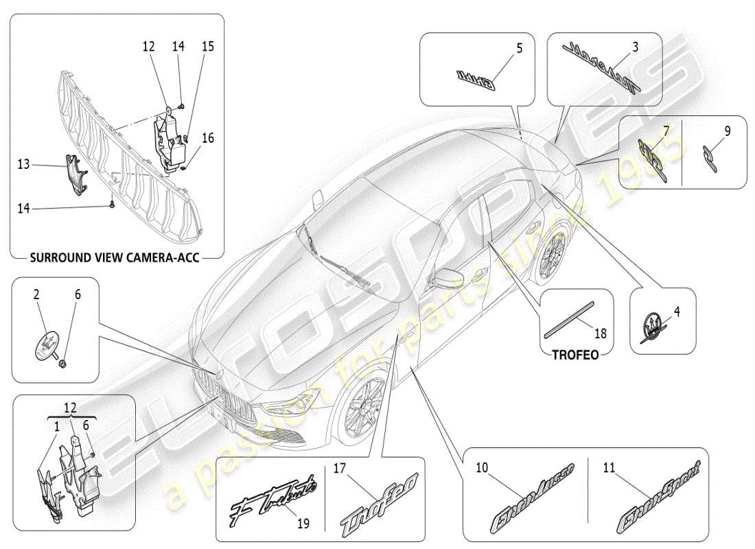 a part diagram from the maserati ghibli (2020) parts catalogue
