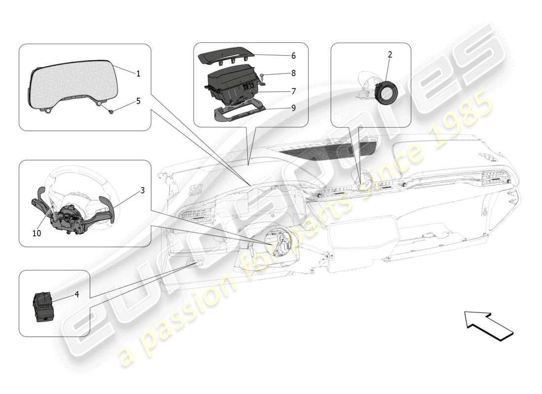 a part diagram from the maserati grecale parts catalogue