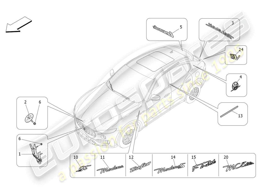 a part diagram from the maserati levante parts catalogue