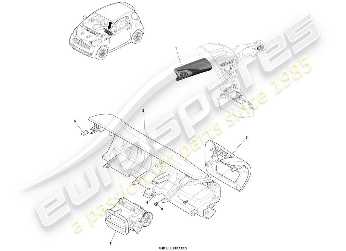 a part diagram from the aston martin cygnet parts catalogue
