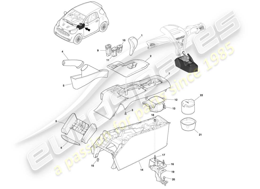 VIEW PARTS DIAGRAMS FROM THE ASTON MARTIN CYGNET PARTS CATALOGUE a part diagram from the aston martin cygnet parts catalogue