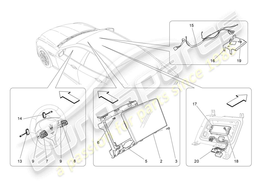 a part diagram from the maserati quattroporte m156 (2017 onwards) parts catalogue
