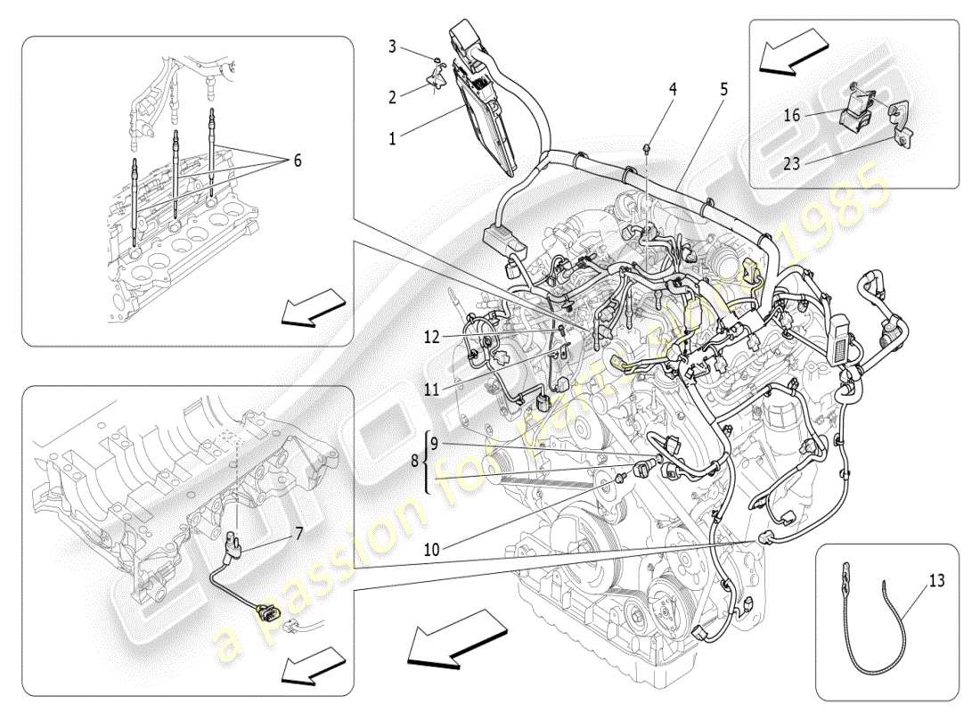 a part diagram from the maserati ghibli (2017 onwards) parts catalogue