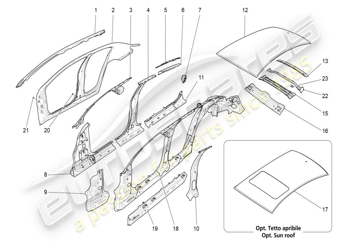 a part diagram from the maserati ghibli (2017 onwards) parts catalogue
