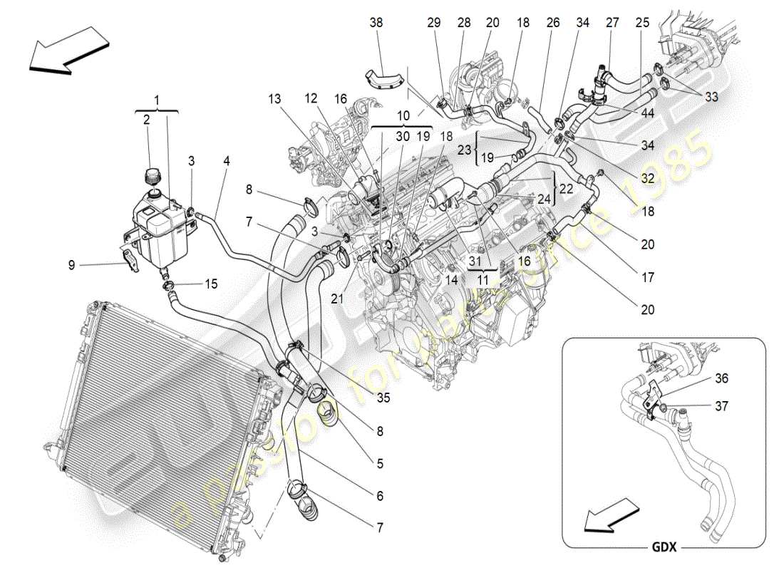 a part diagram from the maserati ghibli (2021) parts catalogue